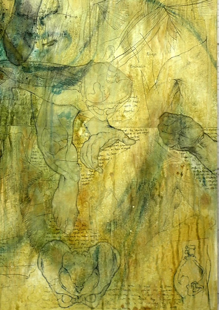 Inner Workings #2, 81x62cm, acrylic, ink, & collage on board, 2012 detail 4