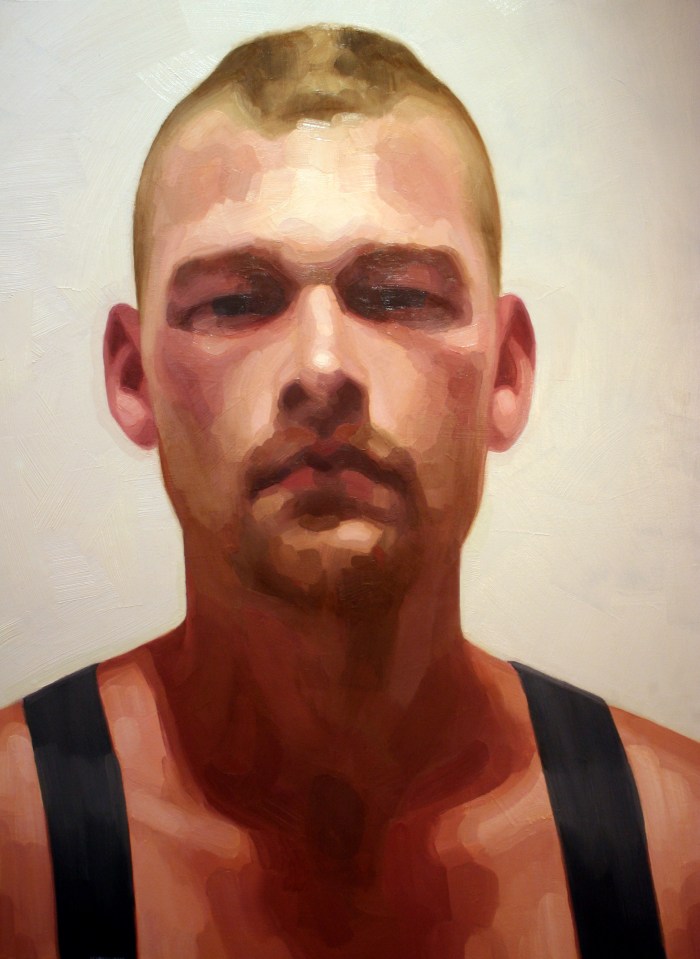S.C. in Suspenders #2, 120x90 cm, oil on canvas, 2014