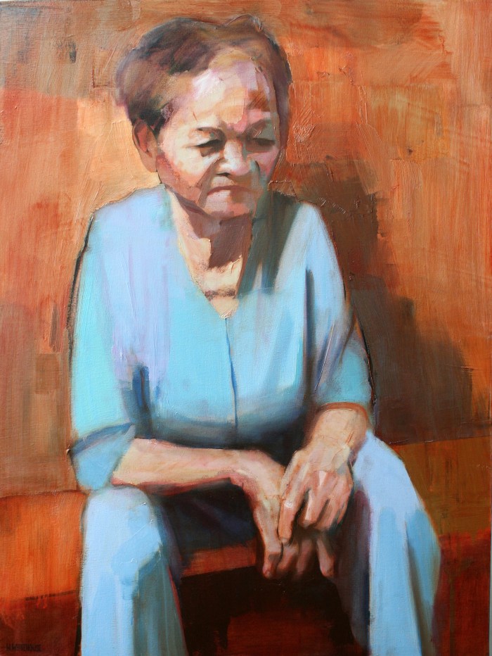 Banh Mi Lady #6, 80x60 cm, ink and oil on canvas, 2014