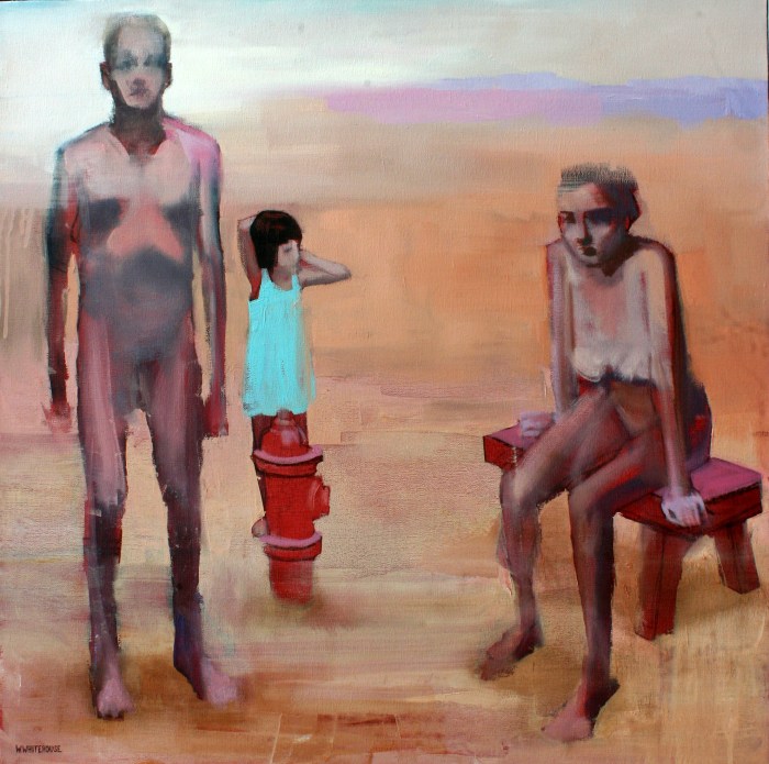 Dysfunctional Family Holiday, 60x60 cm, charcoal, acrylic, and oil on canvas, 2015