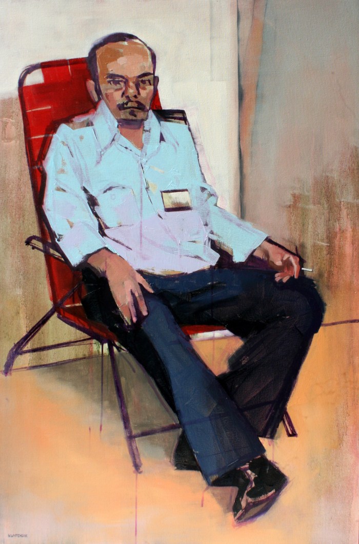 Security Guard, 136x102 cm, ink and oil on canvas, 2015