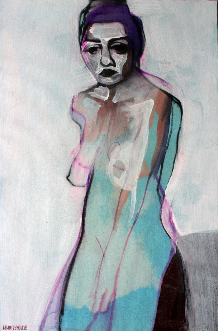 Woman in Blue, 60x40 cm, charcoal, acrylic, and oil on canvas, 2015