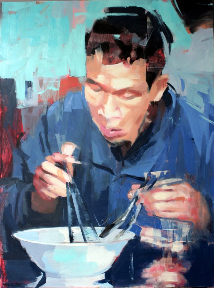 Man eating Hu Tieu, 80x60 cm, oil on canvas, 2015