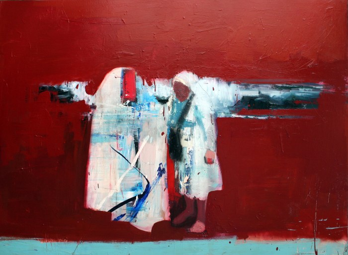 Meeting by the Rivulet, 110x150 cm, Acrylic, charcoal, oil, oxide primer and enamel on canvas, 2016