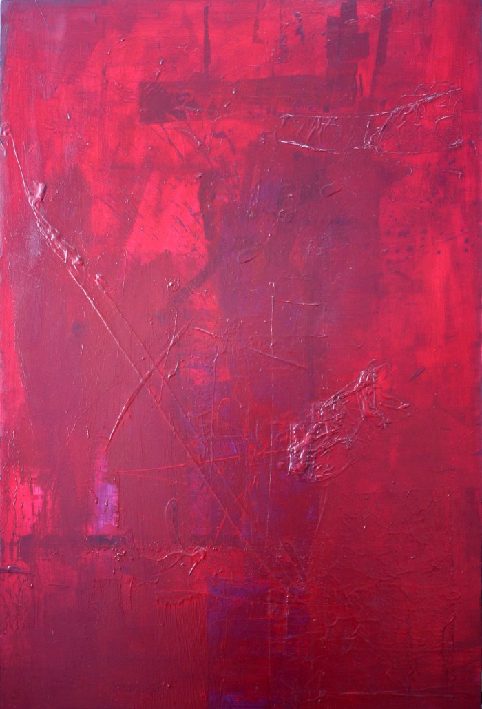 Red Mess, 120x80 cm, acrylic, fabric, and oil on canvas, 2016
